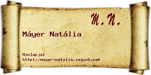 Máyer Natália névjegykártya